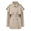 Front Row Shop Women's Neutrals Cape Trench Jacket