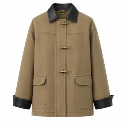 Front Row Shop Women's Neutrals High Density Cotton Cargo Jacket In Brown