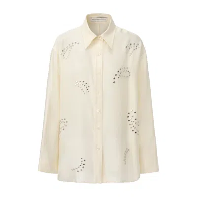 Front Row Shop Women's Neutrals Stud-embellished Shirt Vanilla In Yellow