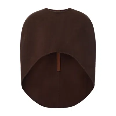 Front Row Shop Women's Opera Double-faced  Wool Cape Top Chocolate Brown