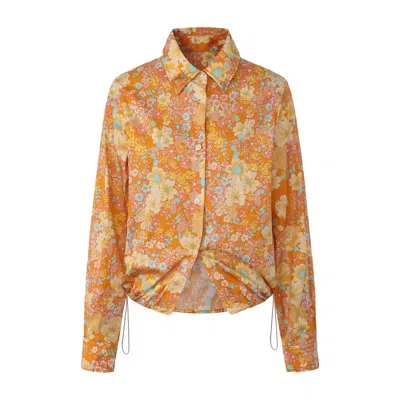 Front Row Shop Women's Orange Daisy Shapeable Shirt