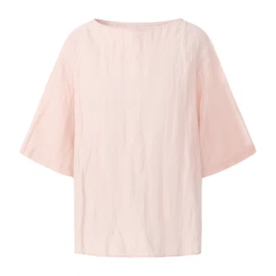 Front Row Shop Women's Pink Crinkled Gauze Top Peach