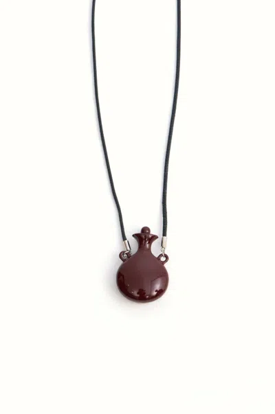 Front Row Shop Women's Red Flask-shaped Pendant Necklace Burgundy In Brown