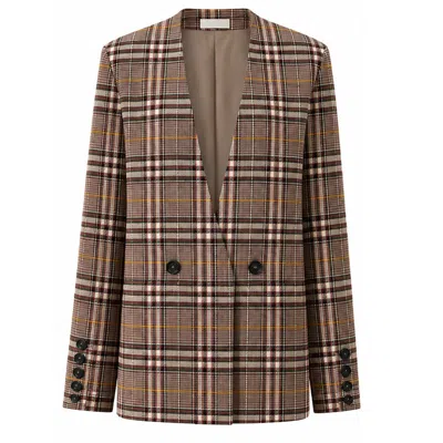 Front Row Shop Women's Reversible Check Blazer Espresso In Brown