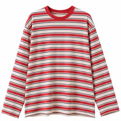Front Row Shop Women's Shapeable Stripe T-shirt Red & Blue