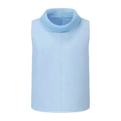 Front Row Shop Women's Silk Organza Turtleneck Top Blue