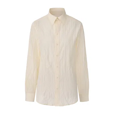 Front Row Shop Women's White Crinkled Gauze Shirt Ecru In Animal Print
