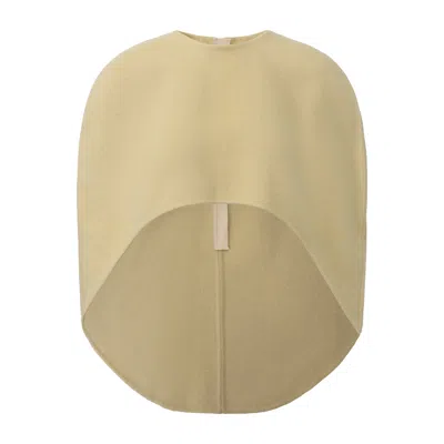 Front Row Shop Women's Yellow Opera Double-faced  Wool Cape Top Butter