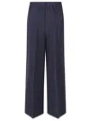 Front Street Blue Linen Blend Wide-leg Trousers In Blue