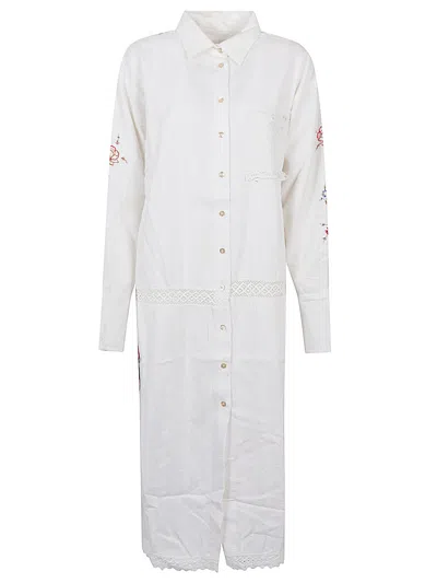 Front Street White Embroidered Cotton Kimono Dress