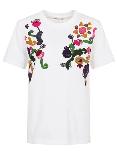 Front Street 8 Embroidered Cotton T-shirt In White