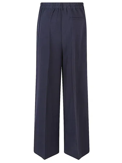 Front Street 8 Linen Blend Wide-leg Trousers In Blue
