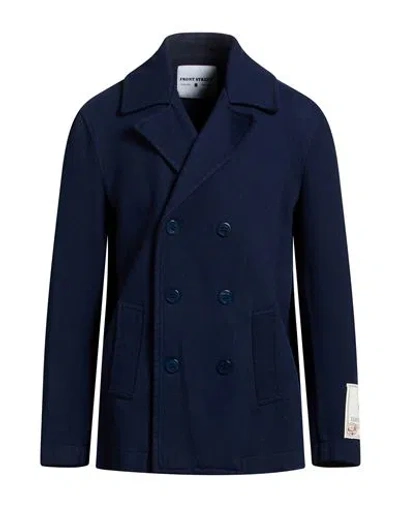 Front Street 8 Man Coat Navy Size 38 Wool, Polyester In Blue
