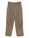 Front Street Pleated-front Dart-detail Trousers In Brown