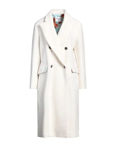Front Street 8 Woman Coat White Size 8 Wool, Polyester In Gray