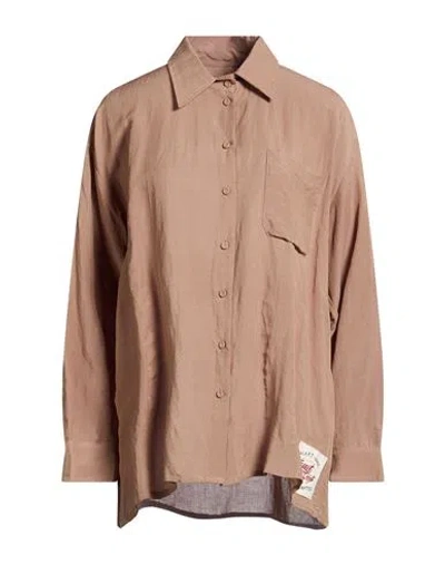 Front Street 8 Woman Shirt Beige Size L Viscose, Linen In Red