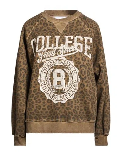 Front Street 8 Woman Sweatshirt Brown Size S Cotton, Polyester