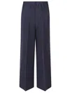 Front Street Blue Linen Blend Wide-leg Trousers In Blue