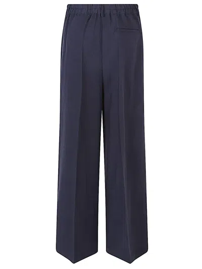 Front Street Blue Linen Blend Wide-leg Trousers