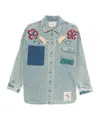 Front Street 8 Patchwork Denim Shirt In Blue