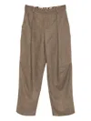 Front Street Pleated-front Dart-detail Trousers In Brown