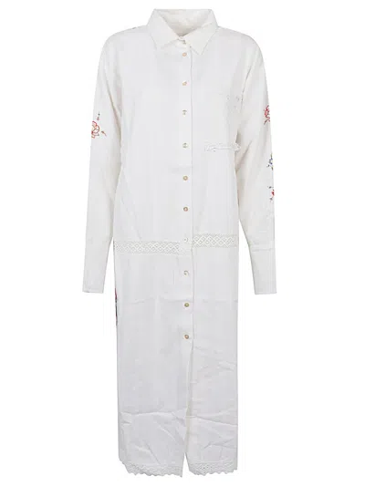 Front Street White Embroidered Cotton Kimono Dress