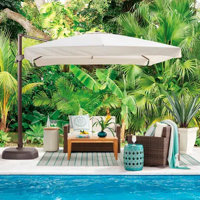 Frontgate 10' Cantilever Square Side Mount Umbrella