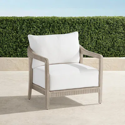 Frontgate Alessia Lounge Chair With Cushions In Weathered Teak In White