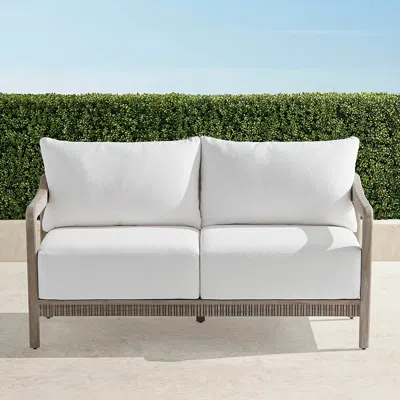 Frontgate Alessia Loveseat With Cushions In Weathered Teak In White