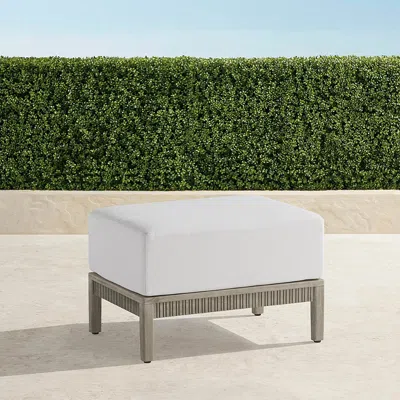 Frontgate Alessia Ottoman With Cushion In Weathered Teak In White