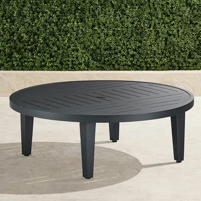 Frontgate Aluminum Chat Table In Matte Black Finish In Gray