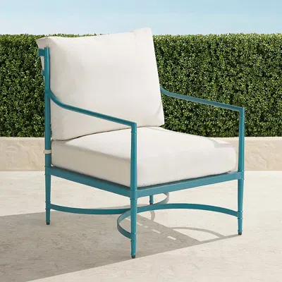 Frontgate Angelina Lounge Chair With Cushions In Caribbean Aluminum In Blue