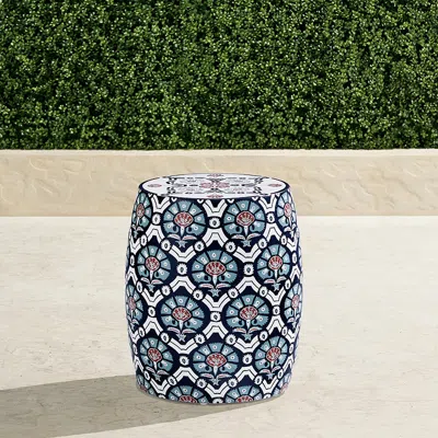 Frontgate Anibel Suzani Handpainted Accent Stool In Blue