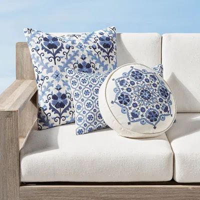 Frontgate Anika Blue Embroidered Indoor/outdoor Pillow Covers