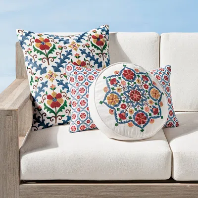 Frontgate Anika Multicolored Embroidered Indoor/outdoor Pillow Covers