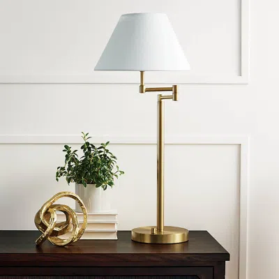 Frontgate Aniston Swing Arm Rechargeable Table Lamp In Gold