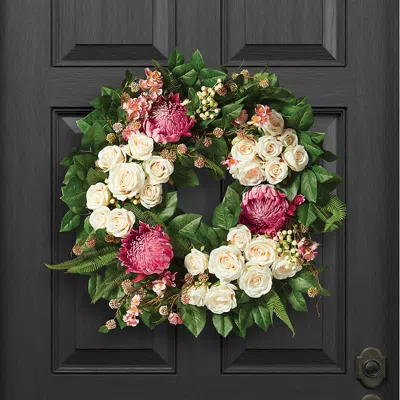 Frontgate Arden Protea And Apple Blossom Wreath