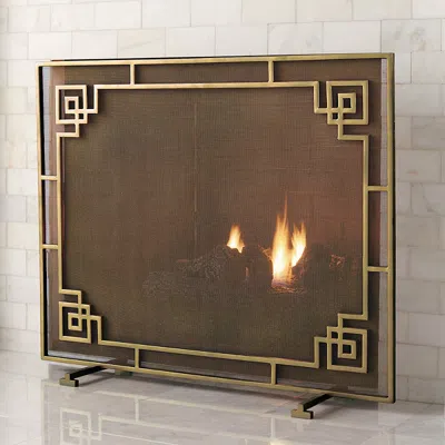 Frontgate Artemis Fireplace Screen In Blue