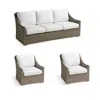 Frontgate Ashby 3-pc. Sofa Set With Two Lounge Chairs In Putty Wicker
