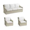 Frontgate Ashby 3-pc. Sofa Set With Two Lounge Chairs In Shell Wicker