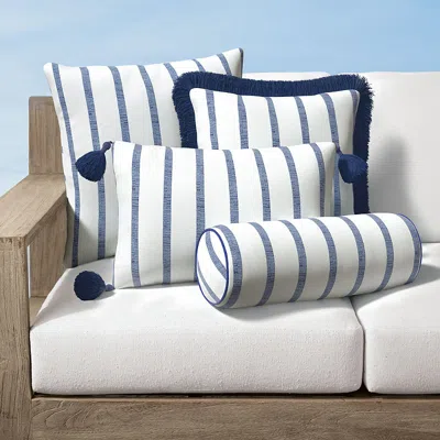 Frontgate Austen Stripe Indoor/outdoor Pillow In White