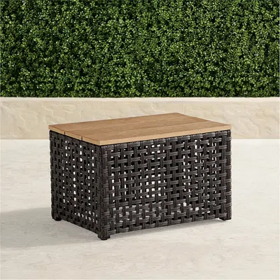 Frontgate Avalon Side Table In Graphite Wicker
