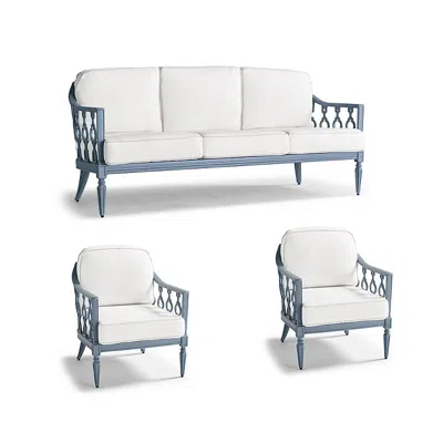 Frontgate Avery 3-pc. Sofa Set With Two Lounge Chairs In Moonlight Blue Aluminum