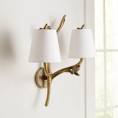Frontgate Aviary Double Wall Sconce In Gold