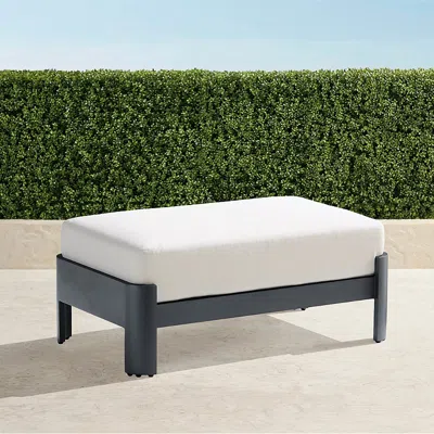 Frontgate Azores Ottoman With Cushions In Matte Black Aluminum In Gray