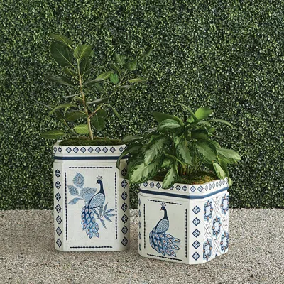 Frontgate Azura Handpainted Planter In White