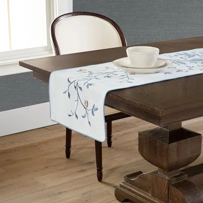 Frontgate Azura Peacock Embroidered Table Runner