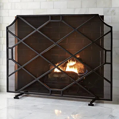 Frontgate Beckett Fireplace Screen In Black