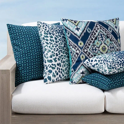 Frontgate Bold Blues Indoor/outdoor Pillow Collection By Elaine Smith In Peacock