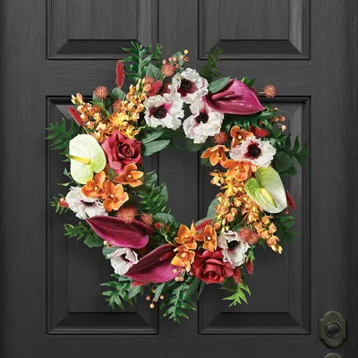 Frontgate Bolzano Orchid And Anemone Wreath